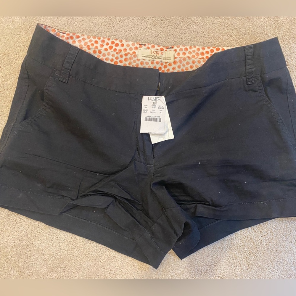 J. Crew Black Chino 3” shorts SZ 8 NWT